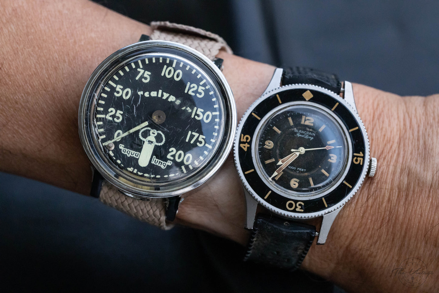 Blancpain Fifty Fathoms Aqua Lung 1000 Feet & Aqua Lung Depth Gauge w/Box